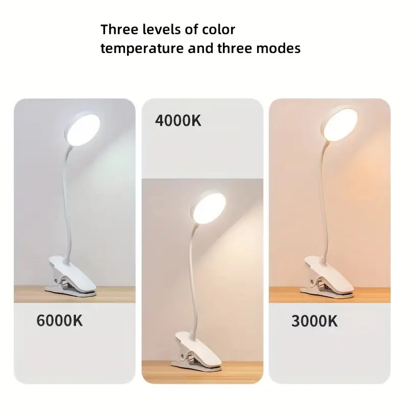 Flexi-Beam 3-Mode LED Clip-On Reading Light | Eye-Caring Gooseneck Lamp