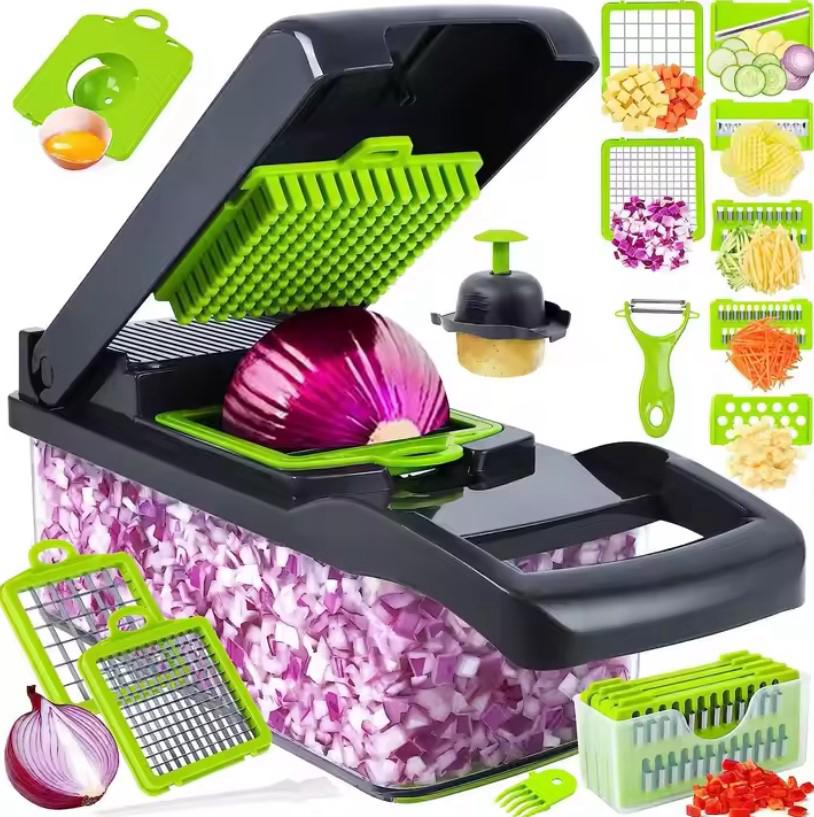 14-in-1 Professional Vegetable Chopper, Slicer & Dicer with Container